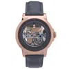 Heritor Automatic Xander Semi Skeleton Leather Band Watch In Rose Gold