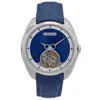 Heritor Automatic Roman Semi-skeleton Leather-band Watch - Silver/navy In Blue