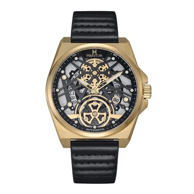 Heritor Automatic Romero Leather-band Watch In Gold