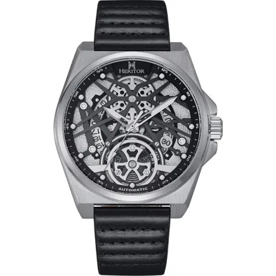Heritor Automatic Romero Leather-band Watch In Black