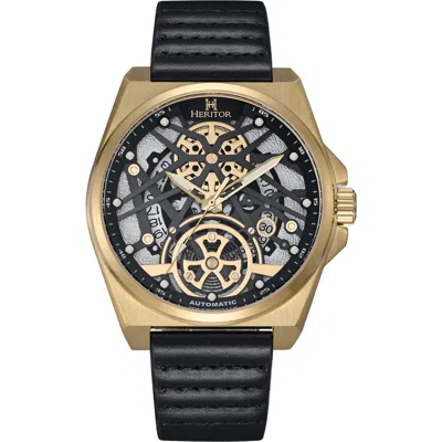 Heritor Automatic Romero Leather-band Watch In Black