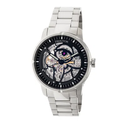 Heritor Automatic Ryder Skeleton Dial Bracelet Watch In Silver