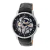 Heritor Automatic Ryder Skeleton Leather-band Watch In Black