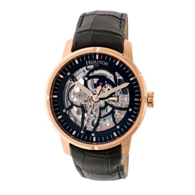 HERITOR AUTOMATIC HERITOR AUTOMATIC RYDER SKELETON LEATHER-BAND WATCH