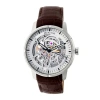 Heritor Automatic Men's Brown / Silver Ryder Leather-band Skeleton Watch - Brown, Silver In Brown/silver