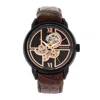 Heritor Automatic Sanford Semi-skeleton Leather-band Watch In Brown