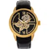 Heritor Automatic Sanford Semi-skeleton Leather-band Watch In Black