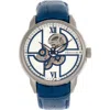 Heritor Automatic Sanford Semi-skeleton Leather-band Watch In Blue