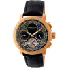 Heritor Automatic Semi-skeleton Leather-band Watch In Rose Gold/black