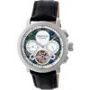Heritor Automatic Semi-skeleton Leather-band Watch In Silver/white