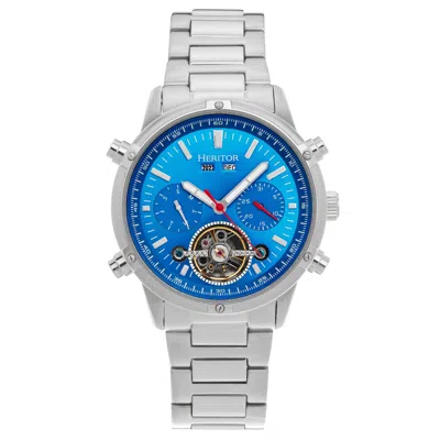 Heritor Automatic Wilhelm Semi-skeleton Bracelet Watch W/day/date - Silver/blue
