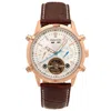 Heritor Automatic Wilhelm Semi-skeleton Leather-band Watch W/day/date - Brown/rose Gold In Brown