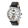 Heritor Automatic Winston Semi-skeleton Leather-band Watch In Silver/white