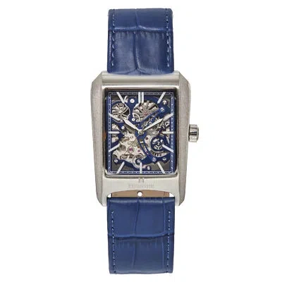 Pre-owned Heritor Automatic Wyatt Skeleton Watch - Silver/blue