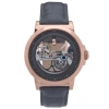 Heritor Automatic Xander Semi Skeleton Leather Band Watch In Rose Gold/gray