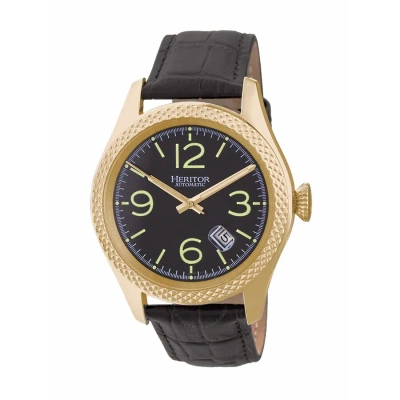 Heritor Barnes Automatic Black Dial Men's Watch Hr7104 In Black / Gold Tone