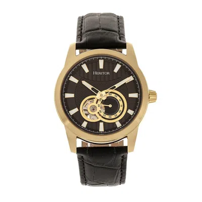 Heritor Davidson Automatic Black Dial Men's Watch Hr8005 In Gold Tone/black