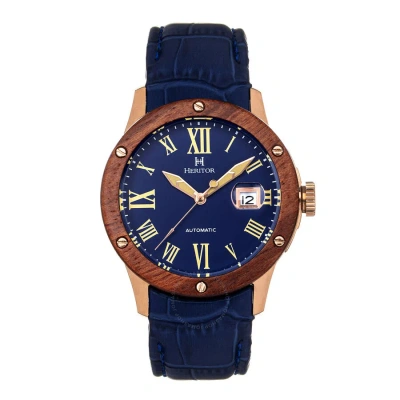 Heritor Everest Blue Dial Blue Leather Men's Watch Herhs1604 In Blue / Brown / Gold Tone / Rose / Rose Gold Tone