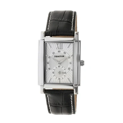 Heritor Frederick Automatic Silver Dial Black Leather Men's Watch Hr6101 In Black / Silver