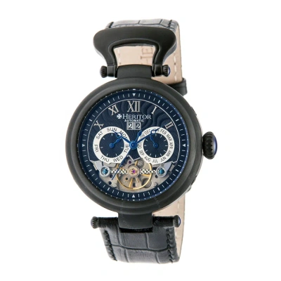 Heritor Ganzi Automatic Multi-function Black Dial Men's Watch Hr3307 In Black / Blue