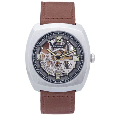 Heritor Gatling Automatic Black Dial Men's Watch Herhs2302 In Black / Brown / Silver