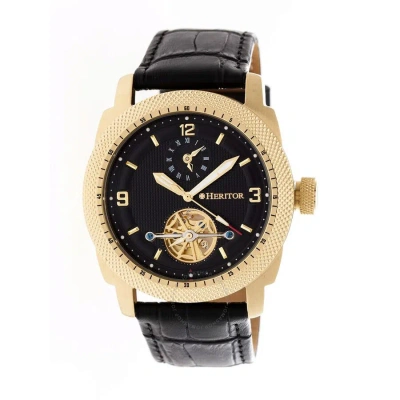 Heritor Helmsley Automatic Black Dial Men's Watch Hr5007 In Black / Gold Tone / Yellow