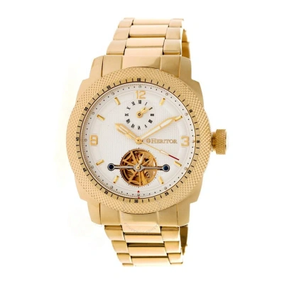 Heritor Helmsley White Dial Rose Yellow-tone Steel Automatic Men's Watch Hr5003 In Gold Tone / Rose / White / Yellow