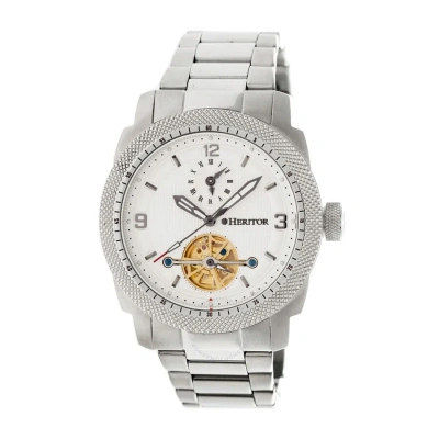 Heritor Helmsley White Dial Stainless Steel Automatic Men's Watch Hr5001 In Grey / White