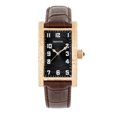 Heritor Jefferson Automatic Black Dial Men's Watch Hr8803 In Brown/pink/rose Gold Tone/gold Tone/black