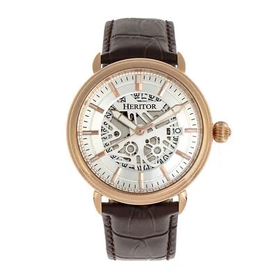Pre-owned Heritor Mattias Automatic Brown Leather Men's Watch With Date Indicator Hr8405