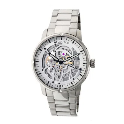 Heritor Ryder Automatic Silver Skeleton Dial Men's Watch Hr4607 In Silver Tone