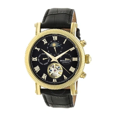 Heritor Winston Automatic Black Dial Men's Watch Hr5204 In Black / Gold Tone / Yellow