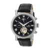 HERITOR HERITOR WINSTON SILVER-TONE CASE BLACK MOONPHASE DIAL BLACK LEATHER STRAP AUTOMATIC MEN'S WATCH HR52