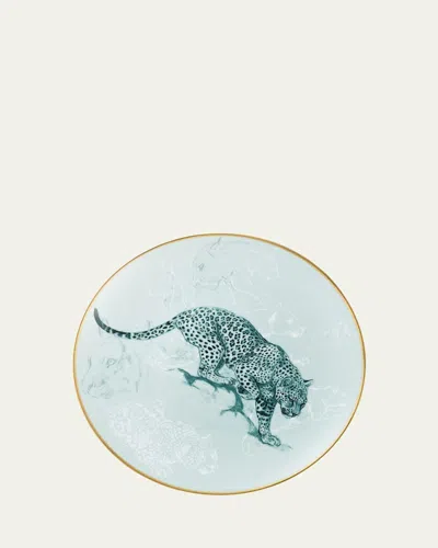 Pre-owned Herm S Carnets D'equateur Panther Salad Plate