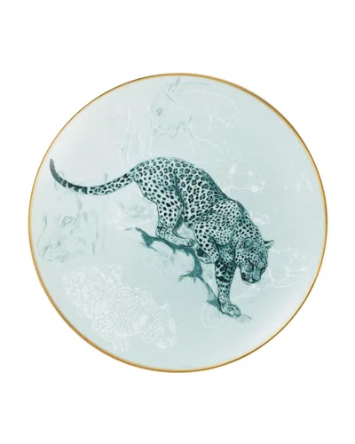 Pre-owned Herm S Carnets D'equateur Panther Salad Plate