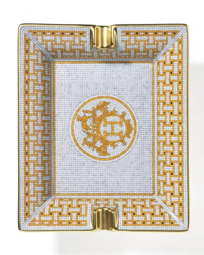 Pre-owned Herm S Mosaique Au 24 Gold Rectangular Ashtray