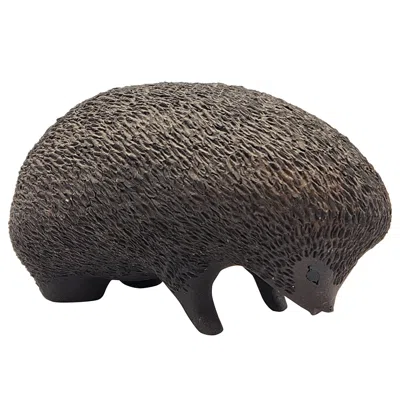Pre-owned Herman A. Kahler Keramik Danish Modern Ceramic Hedgehog Figurine By Ellen Karlsen For Kähler Hak In Black