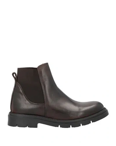 Herman & Sons Man Ankle Boots Dark Brown Size 8 Leather
