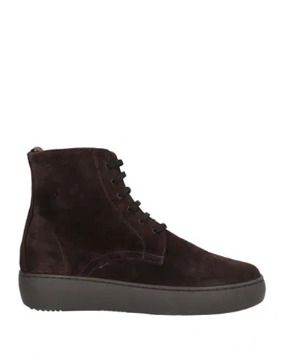 Herman & Sons Man Ankle Boots Dark Brown Size 9 Leather