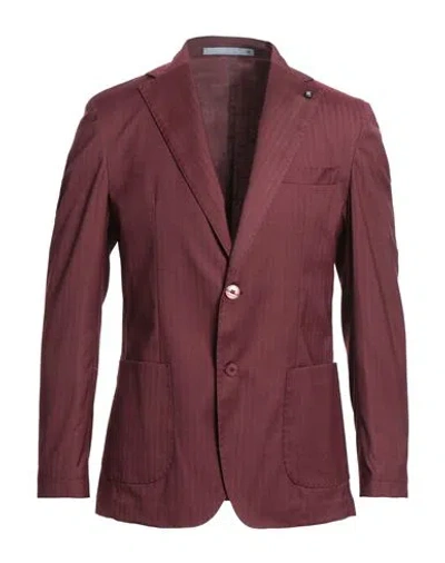Herman & Sons Man Blazer Burgundy Size 36 Polyester, Viscose, Elastane In Red