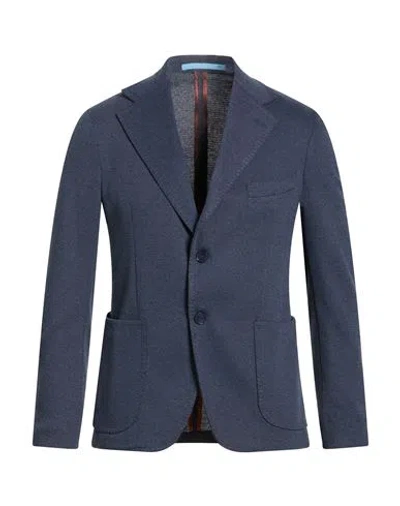 Herman & Sons Man Blazer Navy Size 38 Polyester, Cotton In Blue