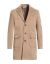 Herman & Sons Man Coat Camel Size 44 Polyester, Viscose, Wool In Beige