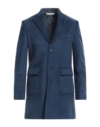 Herman & Sons Man Coat Navy Size 40 Polyester, Viscose, Wool In Navy Blue