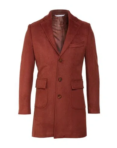 Herman & Sons Man Coat Rust Size 44 Polyester, Viscose, Wool In Red