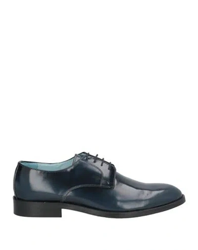 Herman & Sons Man Lace-up Shoes Navy Size 9 Leather In Navy Blue