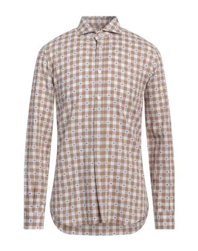 Herman & Sons Man Shirt Khaki Size 15 ¾ Linen, Cotton In Beige