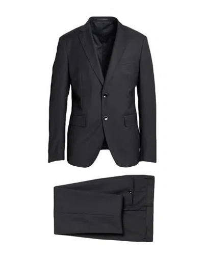 Herman & Sons Man Suit Black Size 42 Polyester, Viscose In Multi