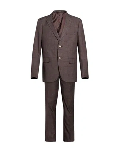 Herman & Sons Man Suit Grey Size 44 Polyester, Viscose In Burgundy