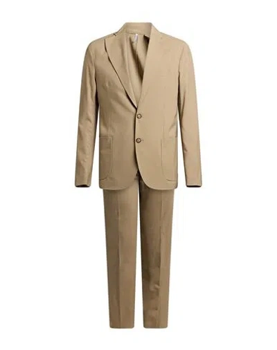 Herman & Sons Man Suit Khaki Size 36 Wool In Neutral