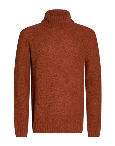 Herman & Sons Man Turtleneck Rust Size Xl Wool, Polyamide In Red